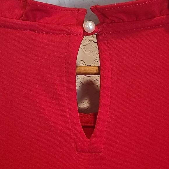 Karl LAGERFELD Small‎ Blouse Red Ruffle flutter SHort Sleeve EXCELLENT! - Picture 5 of 5